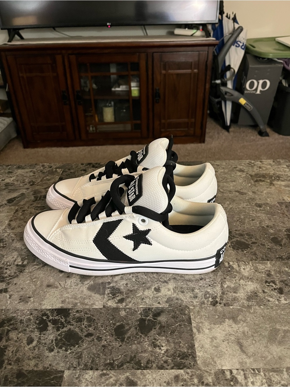 Converse White and Black Star Low Top Sneakers